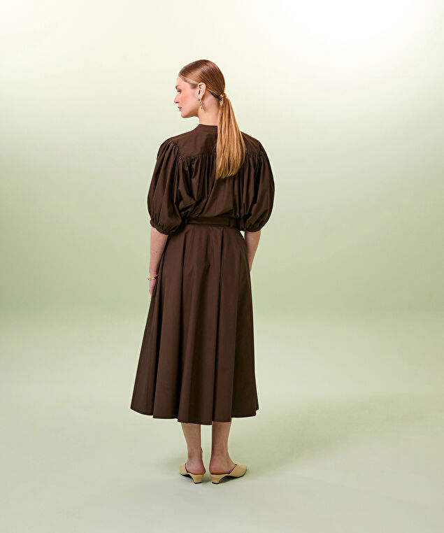 Rodier Jupe Longue évasée Marron Foncé