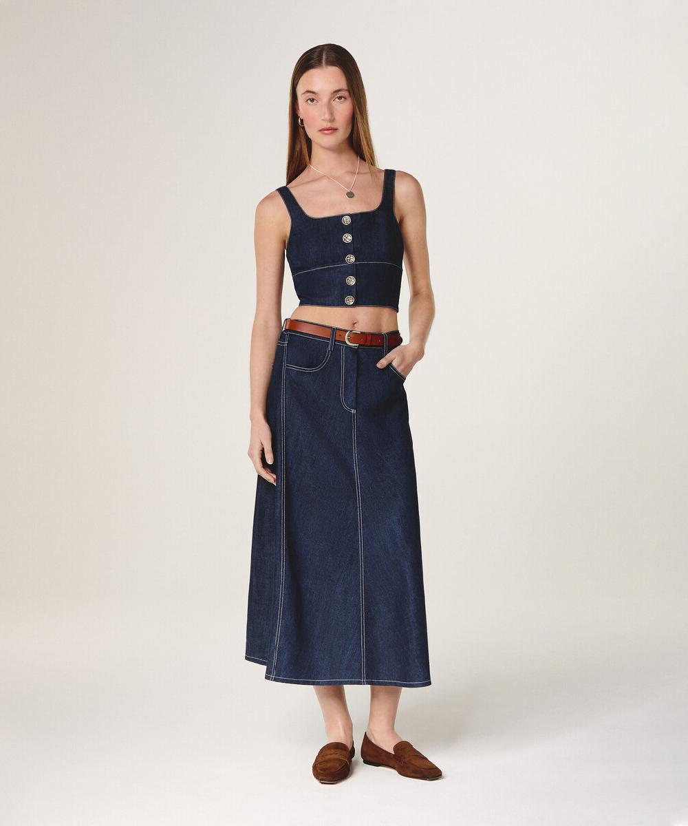 rodier Jupe longue jean bleu denim