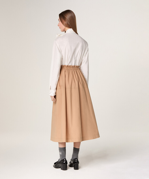 Rodier Jupe Longue Parachute En Coton Marron Moka