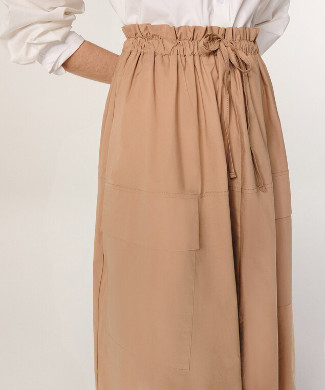 Rodier Jupe Longue Parachute En Coton Marron Moka