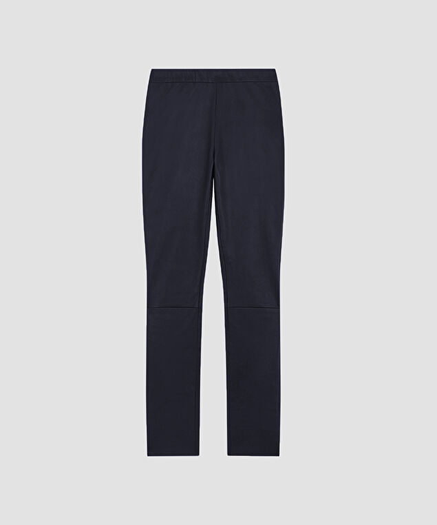 Rodier Legging En Cuir Stretch Bleu Marine