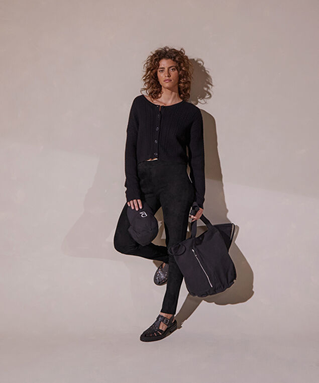 Rodier Legging En Peau D'agneau Stretch Noir