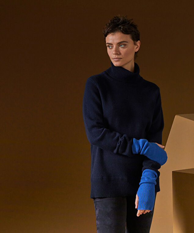 Rodier Mitaines En Cachemire Bleu Outremer