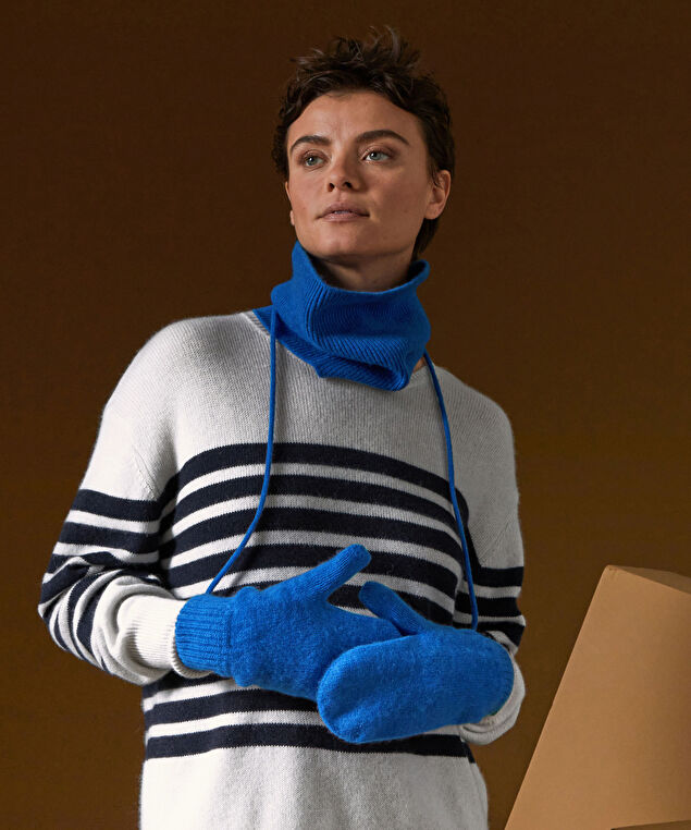 Rodier Moufles En Cachemire Bleu Outremer