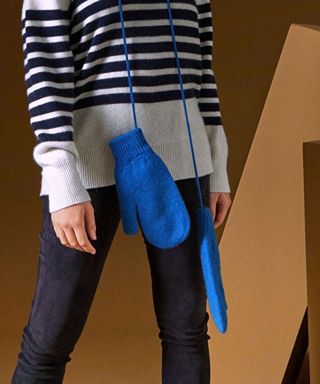 Rodier Moufles En Cachemire Bleu Outremer