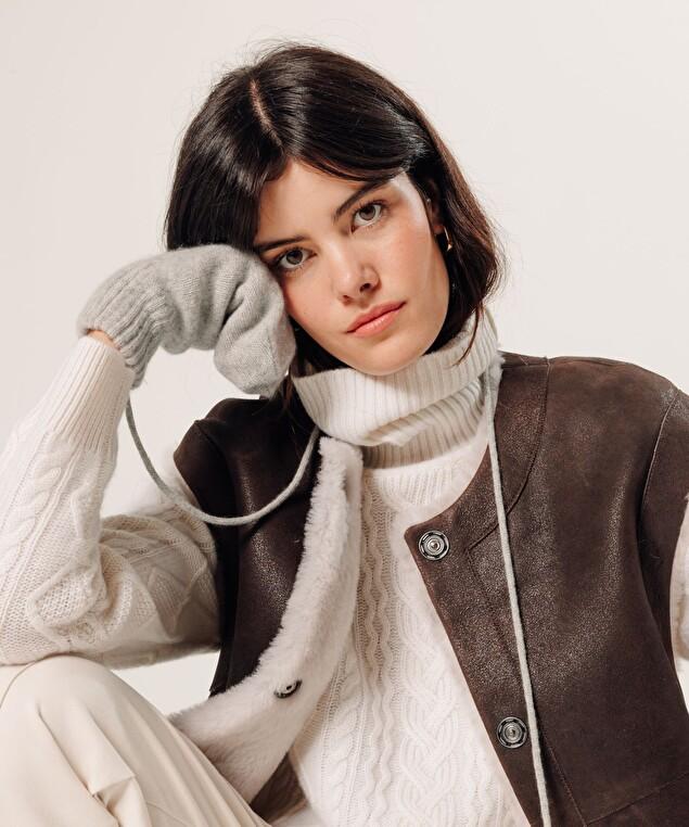 Rodier Moufles En Cachemire Gris Clair