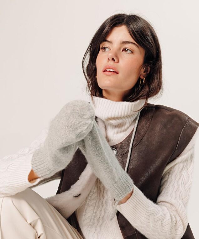 Rodier Moufles En Cachemire Gris Clair