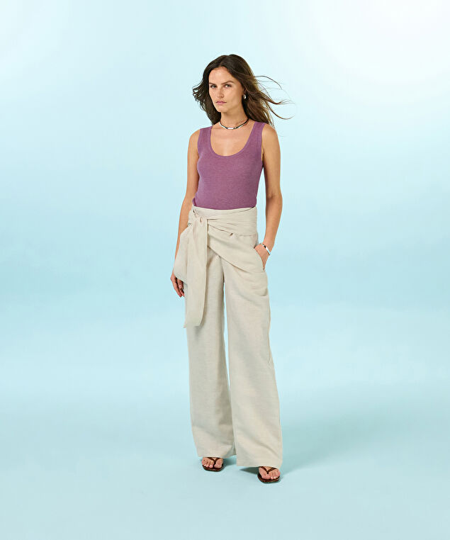 Rodier Pantalon Drapé En Lin Beige