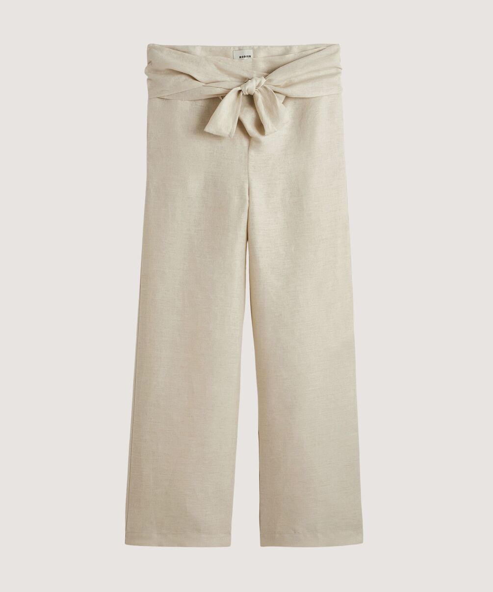 rodier Pantalon drapé en lin beige