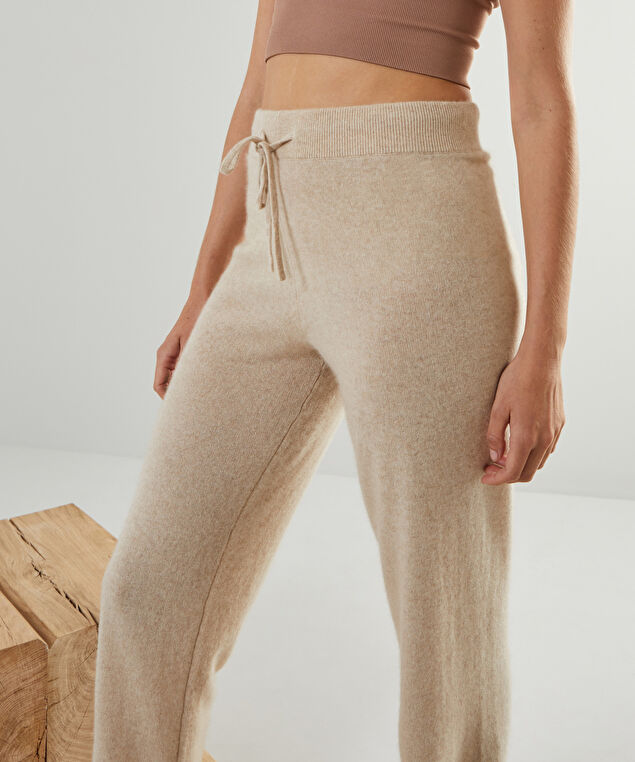 Rodier Pantalon Droit En Cachemire 2 Fils Beige