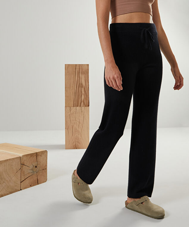 Rodier Pantalon Droit En Cachemire 2 Fils Noir