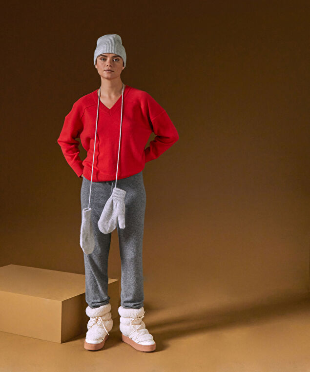 Rodier Pantalon Droit En Cachemire Gris Moyen