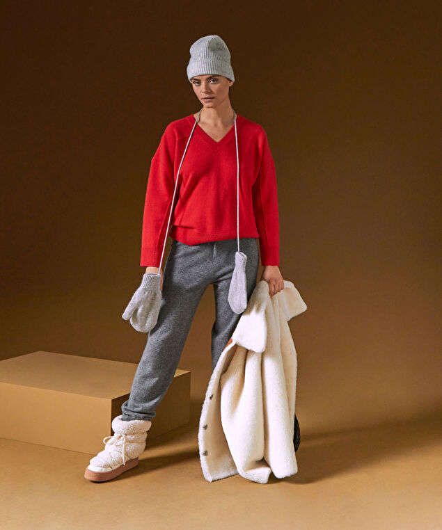 Rodier Pantalon Droit En Cachemire Gris Moyen