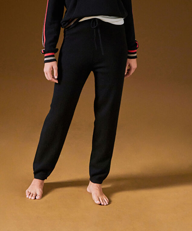 Rodier Pantalon Droit En Cachemire Noir