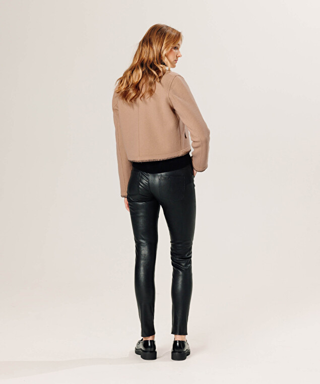 Rodier Pantalon En Cuir Stretch Noir