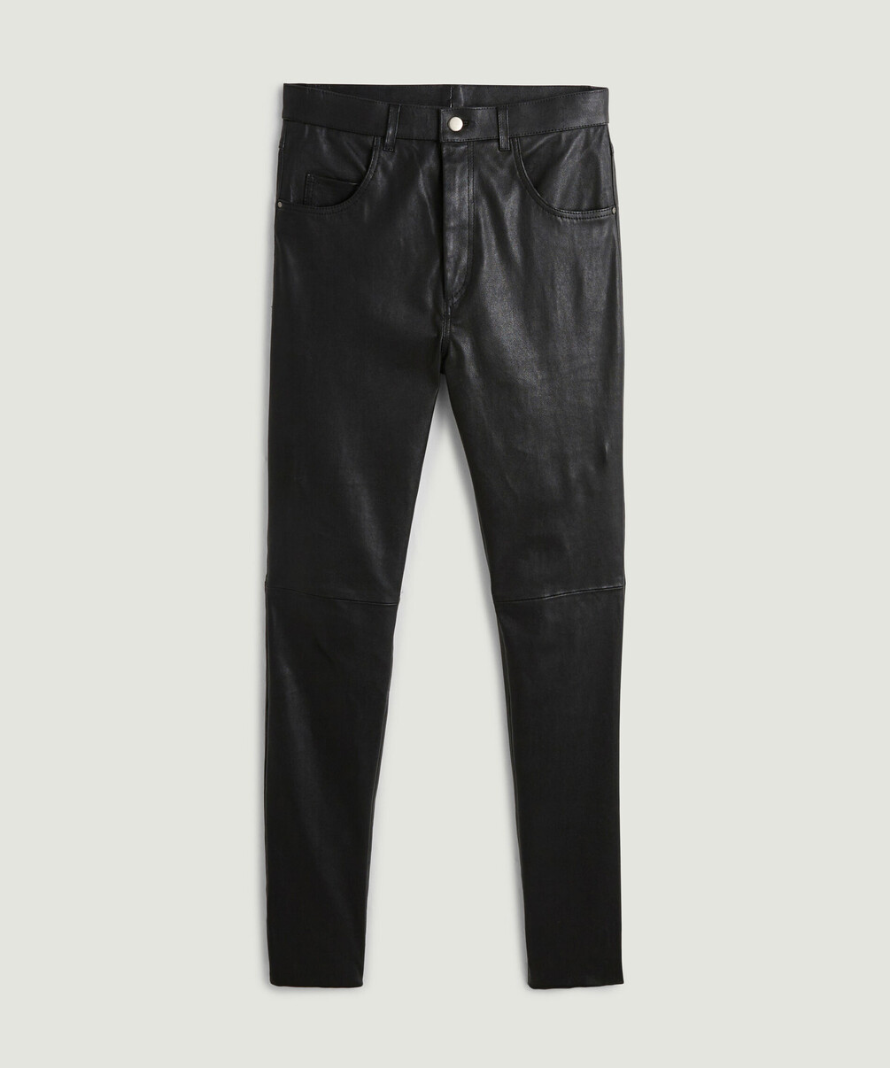 rodier Pantalon en cuir stretch noir