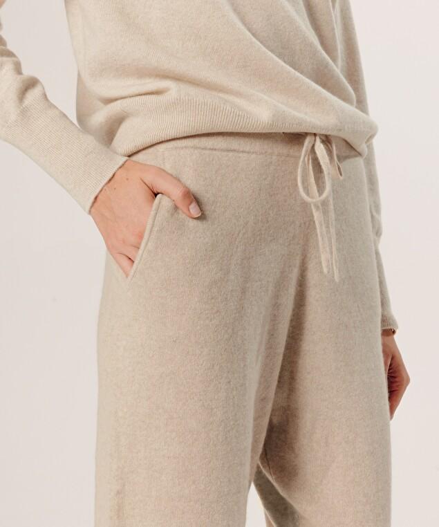 Rodier Pantalon Jogging En Cachemire 2 Fils Beige