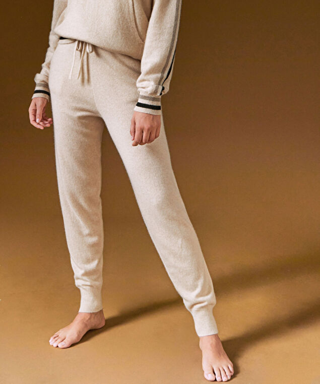 Rodier Pantalon Jogging En Cachemire Blanc Crème