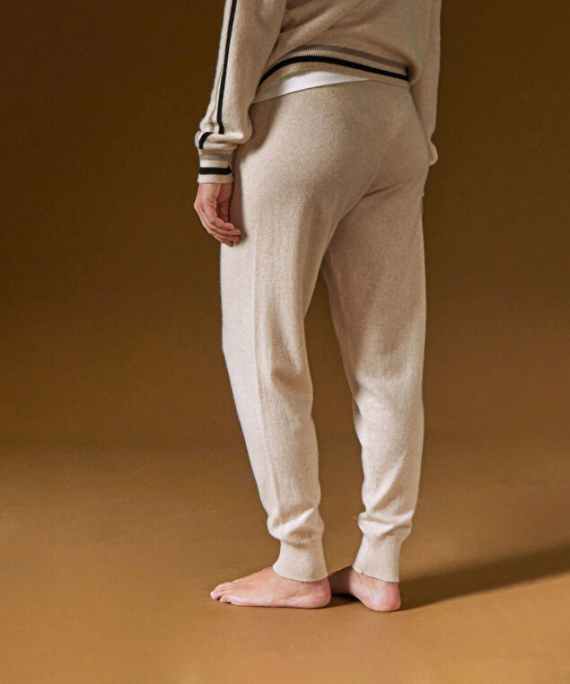 Rodier Pantalon Jogging En Cachemire Blanc Crème