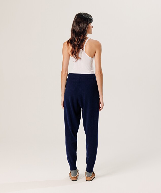 Rodier Pantalon Jogging En Cachemire Bleu Marine