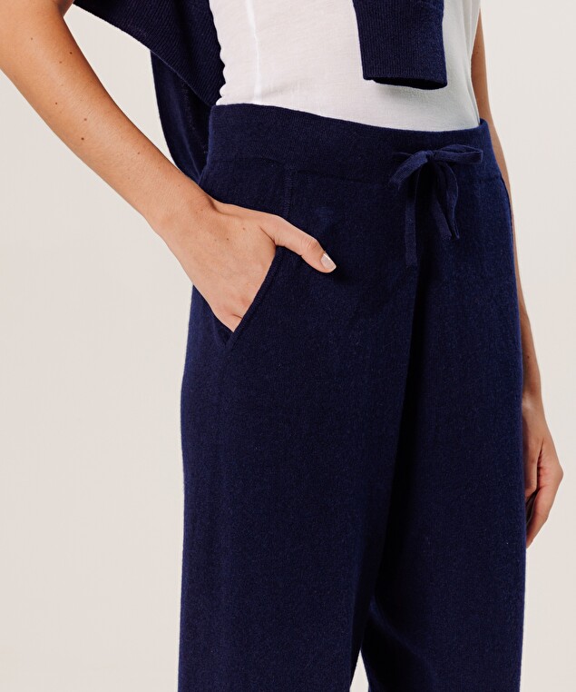 Rodier Pantalon Jogging En Cachemire Bleu Marine