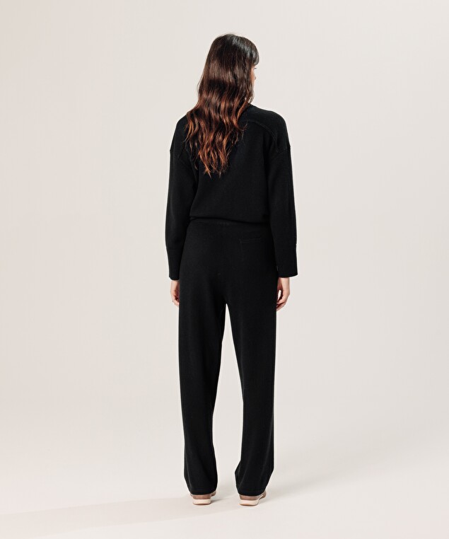 Rodier Pantalon Large En Cachemire Noir