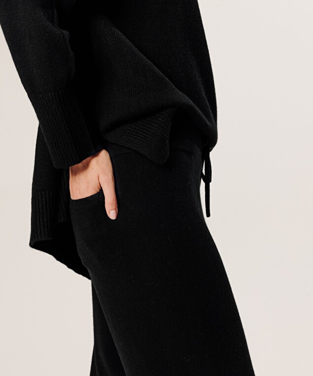 Rodier Pantalon Large En Cachemire Noir