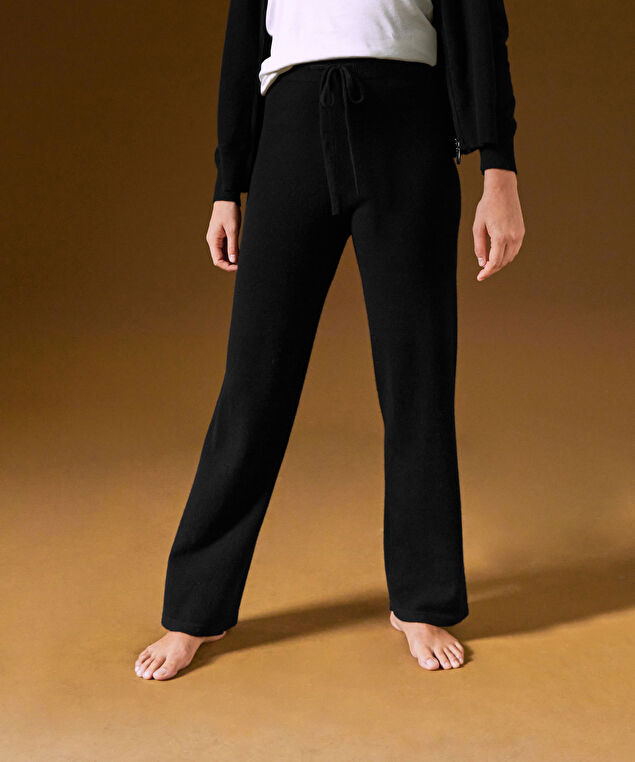 Rodier Pantalon Large En Cachemire Noir