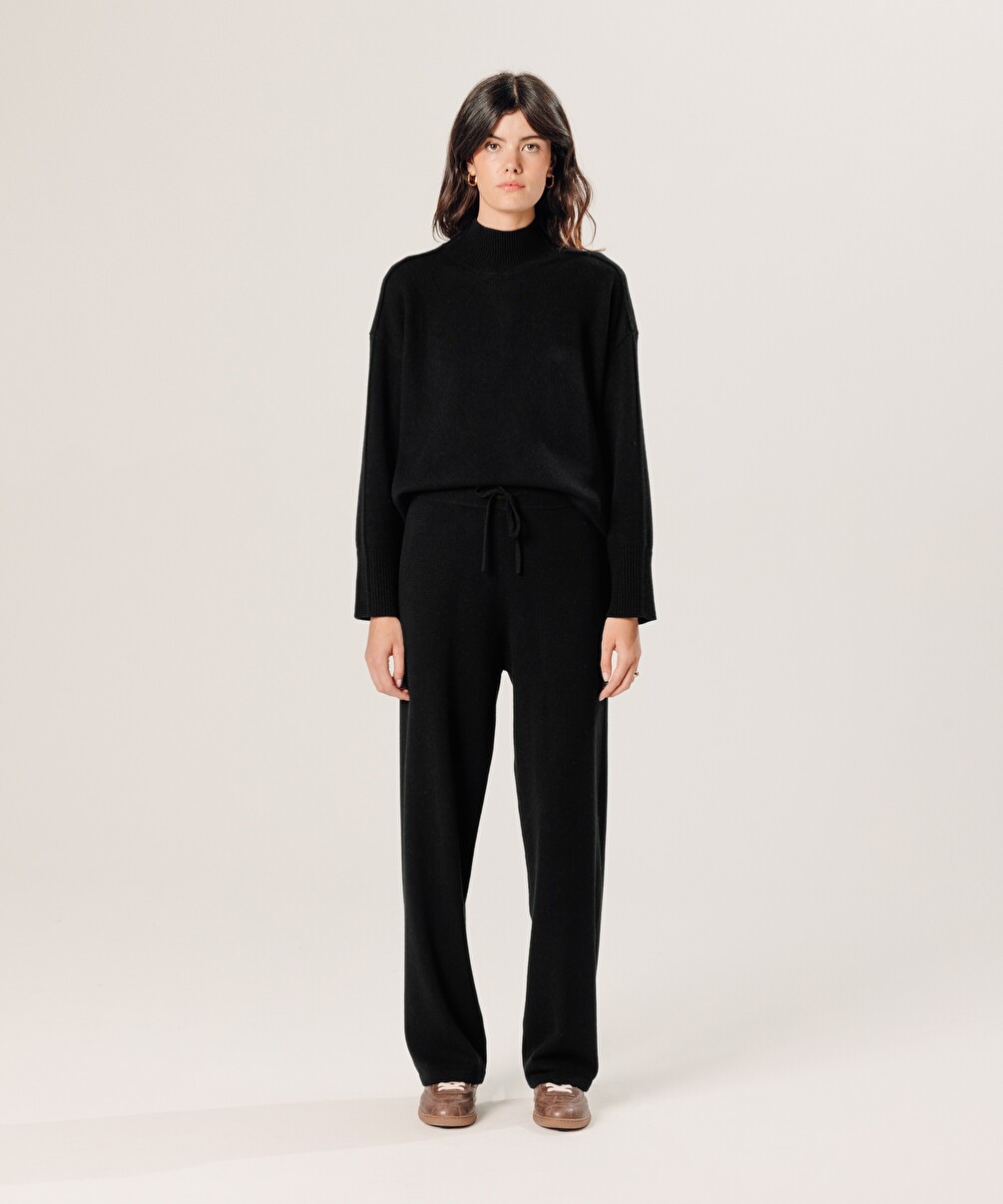 rodier Pantalon large en cachemire noir