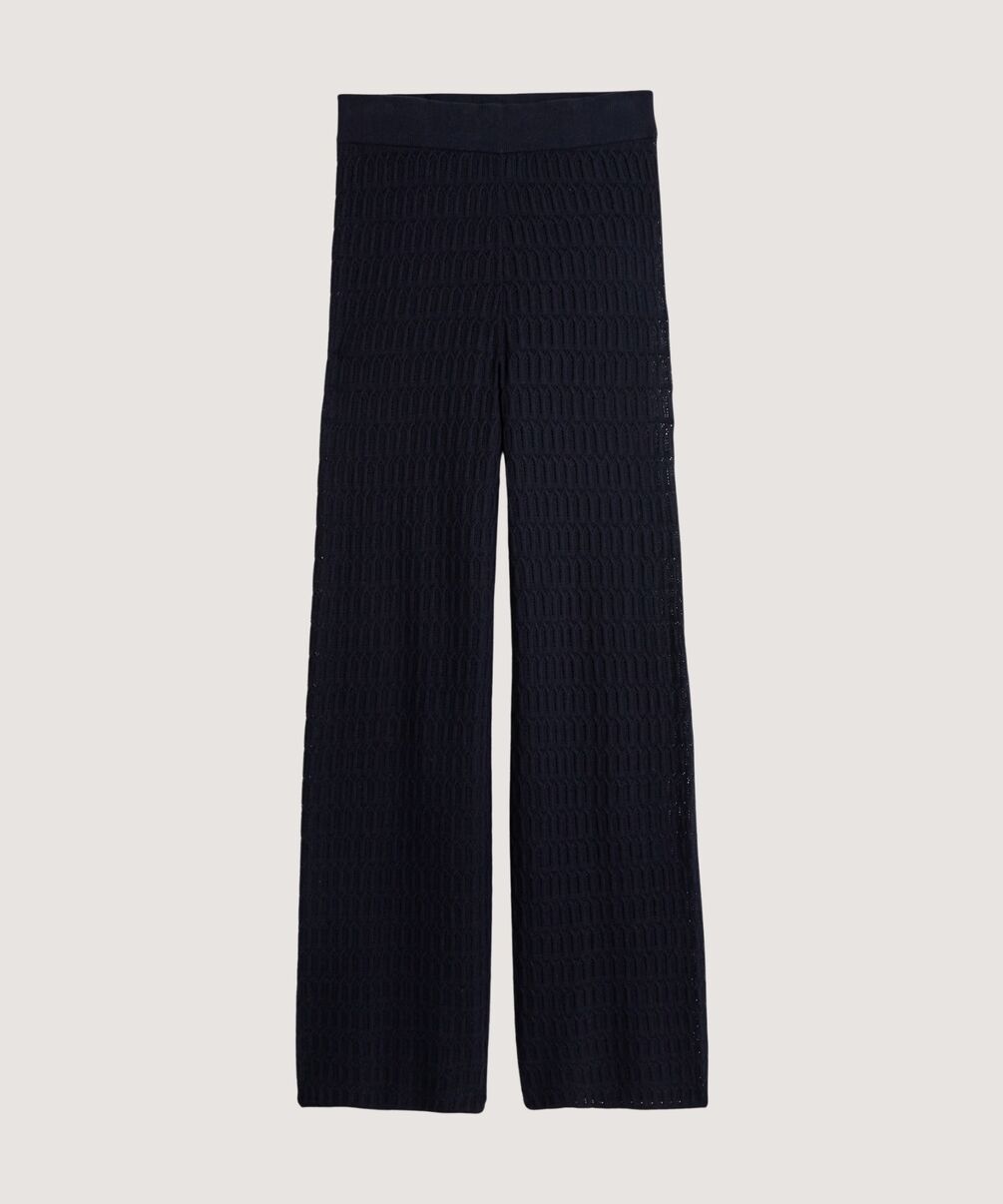 rodier Pantalon large en maille ajourée bleu nuit