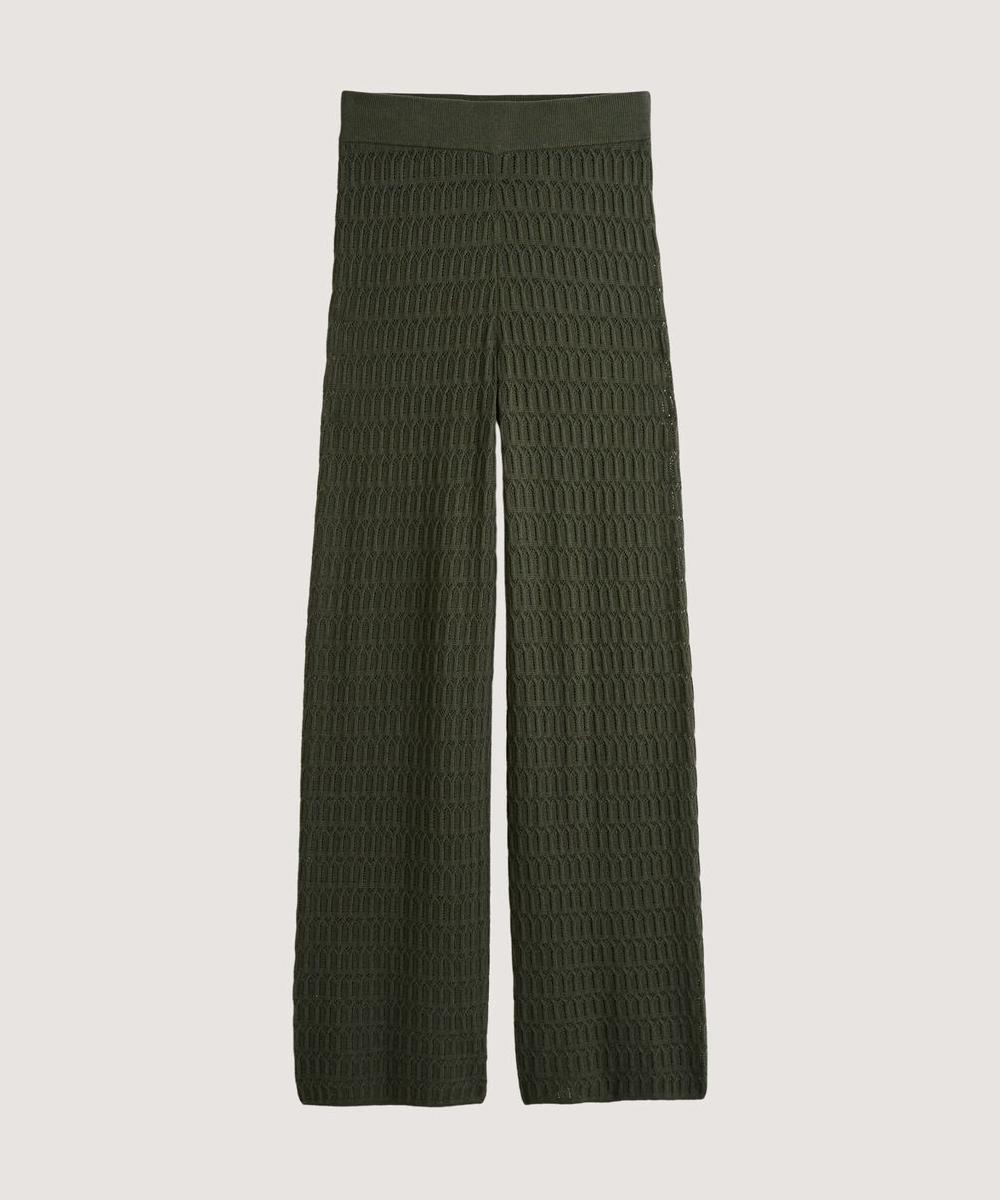 rodier Pantalon large en maille ajourée vert kaki