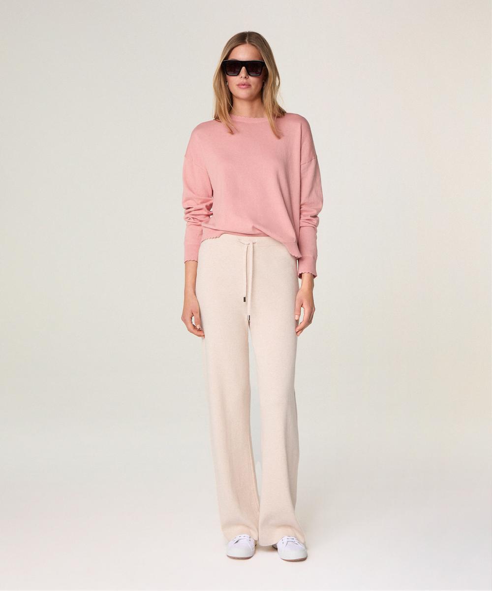 rodier Pantalon large en maille beige