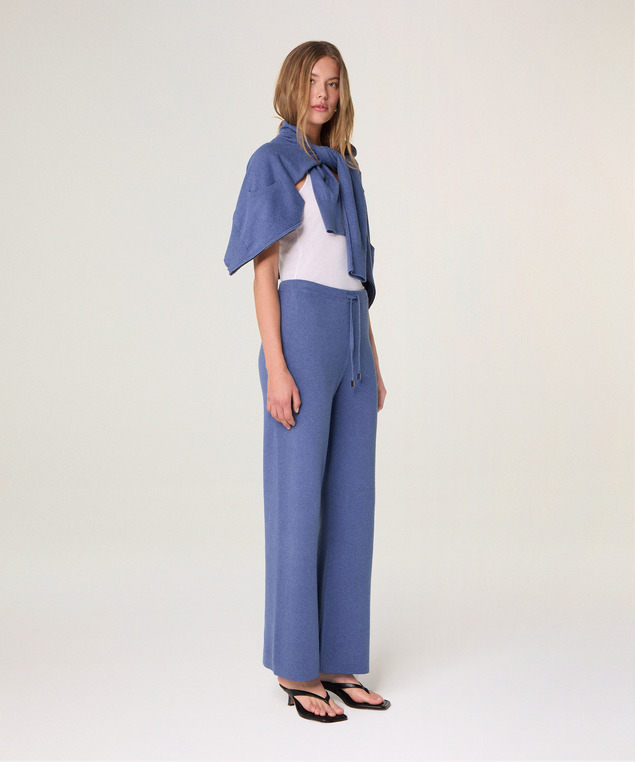 Rodier Pantalon Large En Maille Bleu Indigo