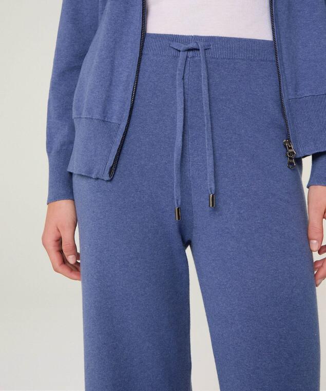 Rodier Pantalon Large En Maille Bleu Indigo