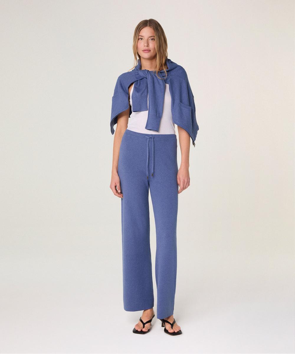 rodier Pantalon large en maille bleu indigo