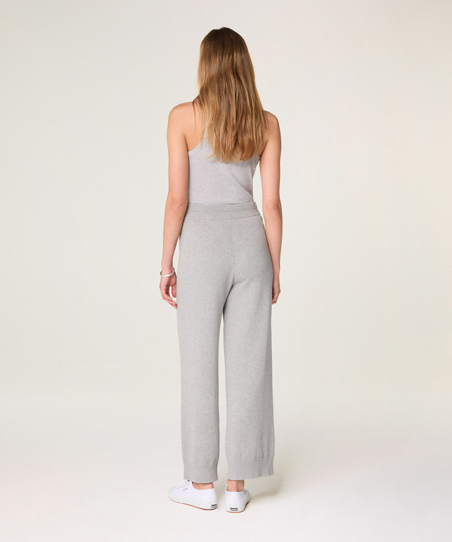 Rodier Pantalon Large En Maille Gris Clair