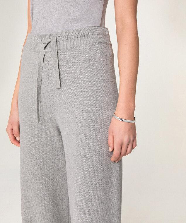 Rodier Pantalon Large En Maille Gris Clair