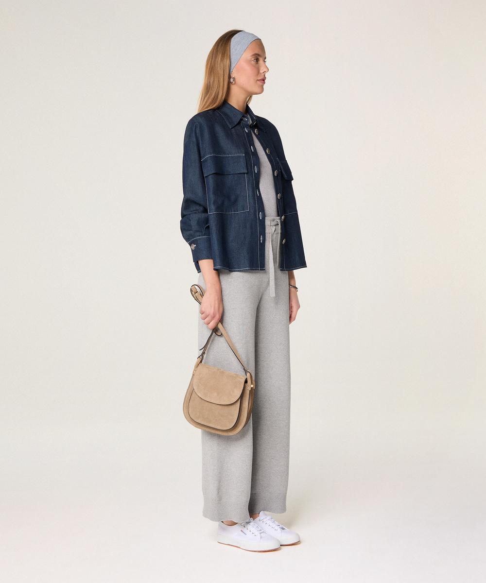 rodier Pantalon large en maille gris clair