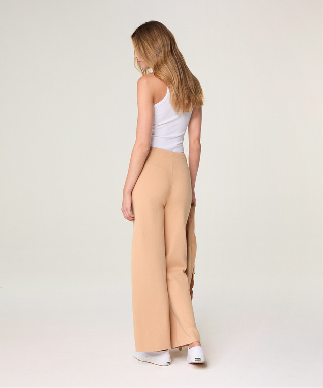 Rodier Pantalon Large En Maille Marron Chamois