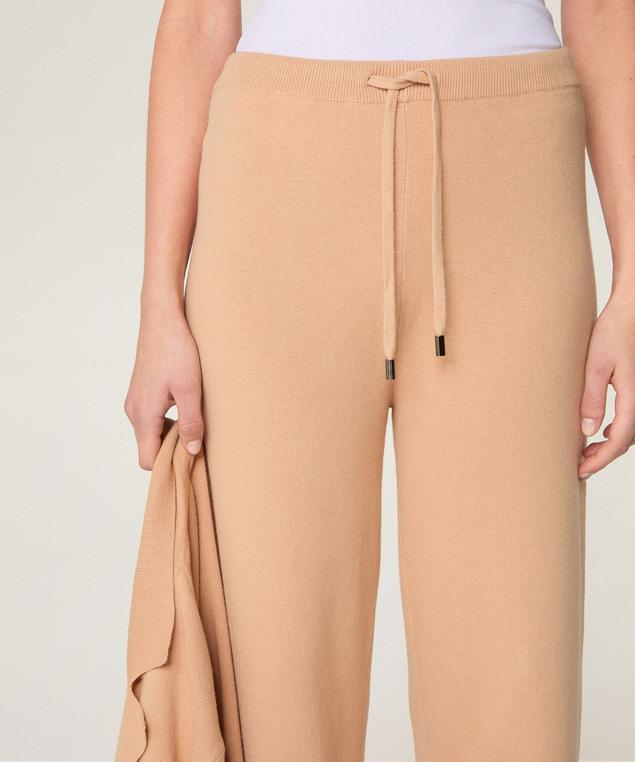 Rodier Pantalon Large En Maille Marron Chamois