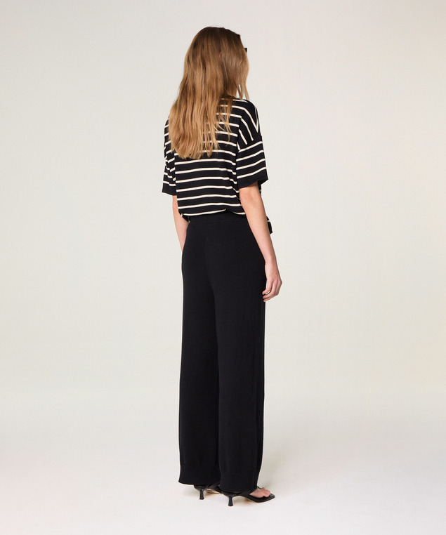 Rodier Pantalon Large En Maille Noir