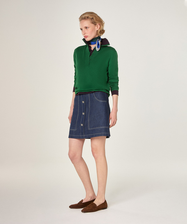 Rodier Polo En Coton Et Soie Vert Sapin