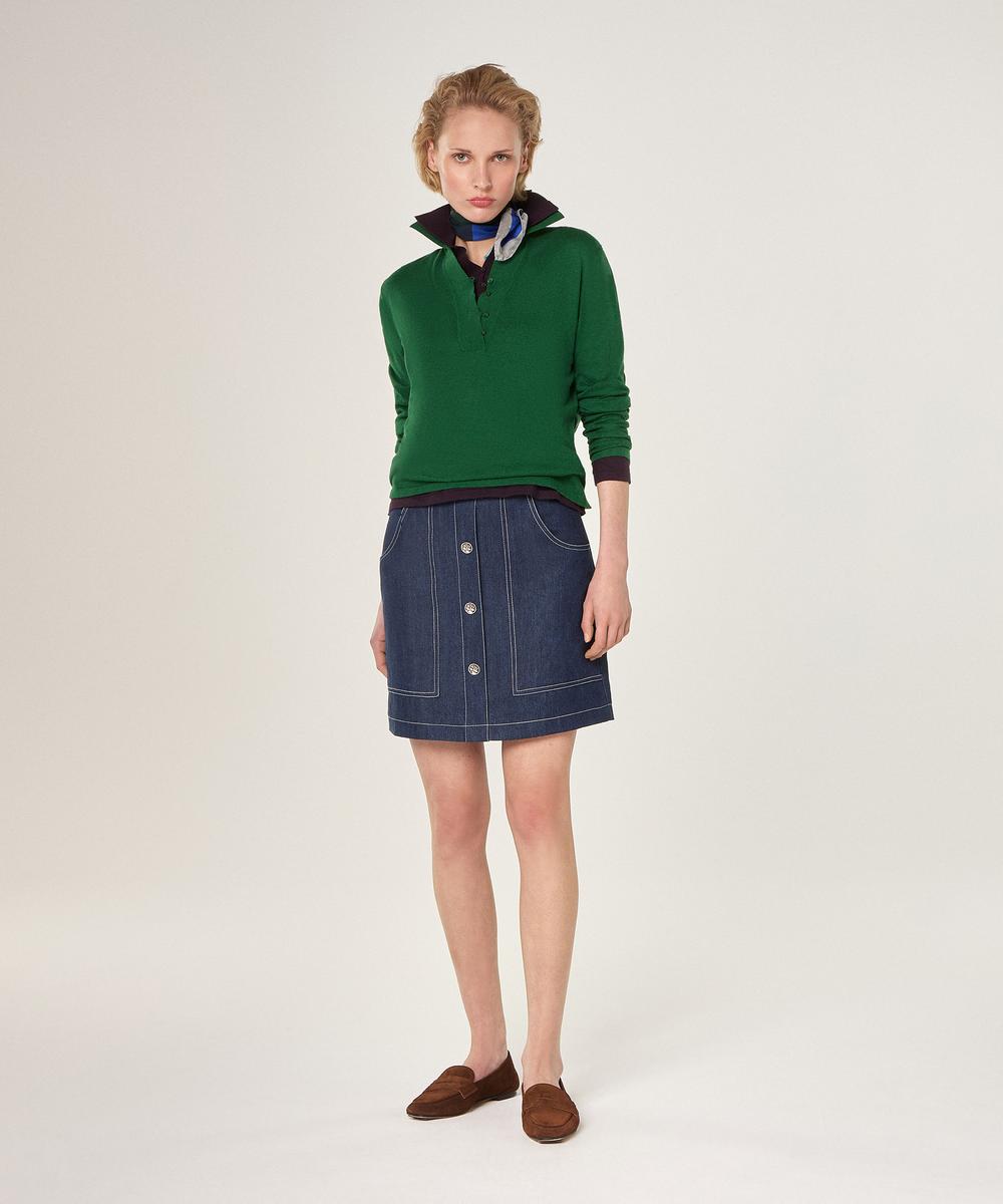 rodier Polo en coton et soie vert sapin