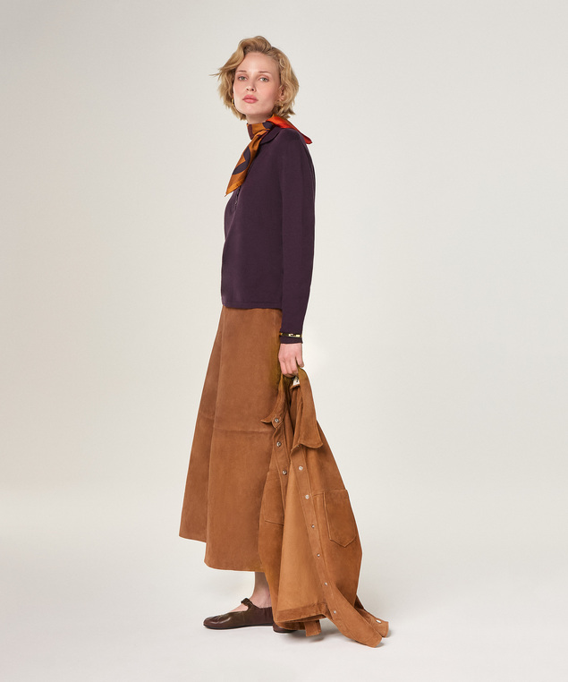 Rodier Polo En Coton Et Soie Violet Aubergine