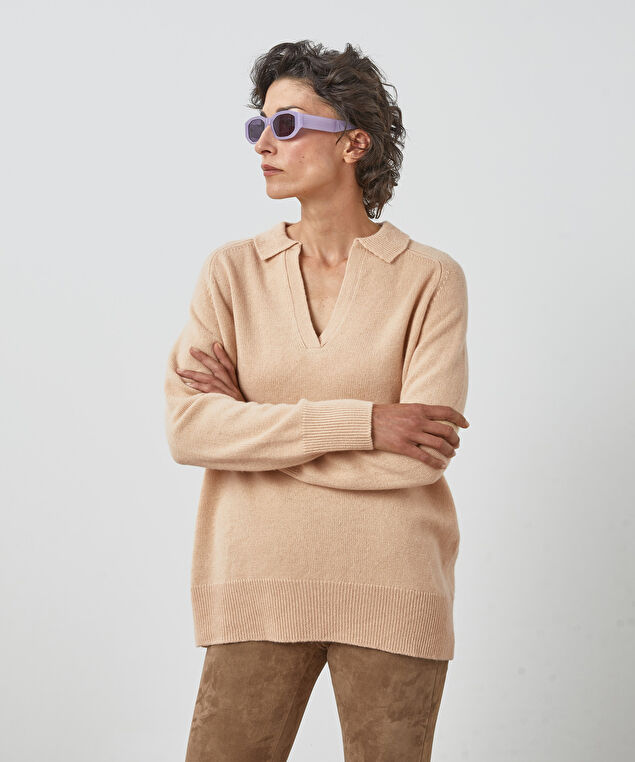 Rodier Polo Oversize Cachemire Beige Chiné