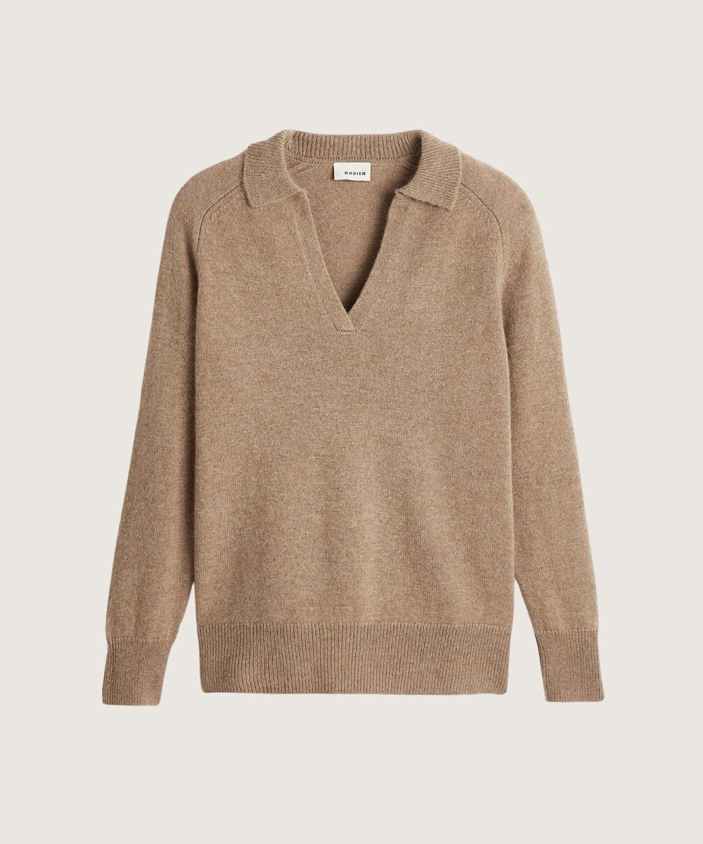 rodier Polo oversize cachemire beige foncé