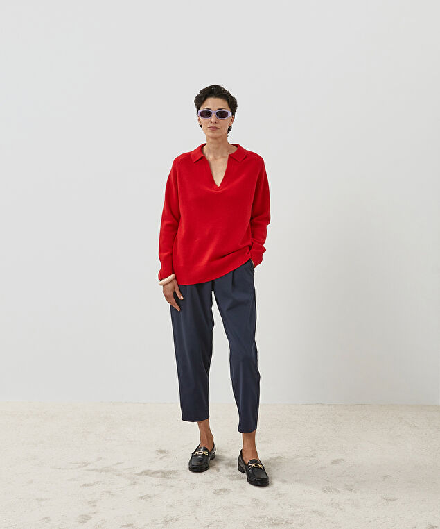 Rodier Polo Oversize Cachemire Rouge Vermillon