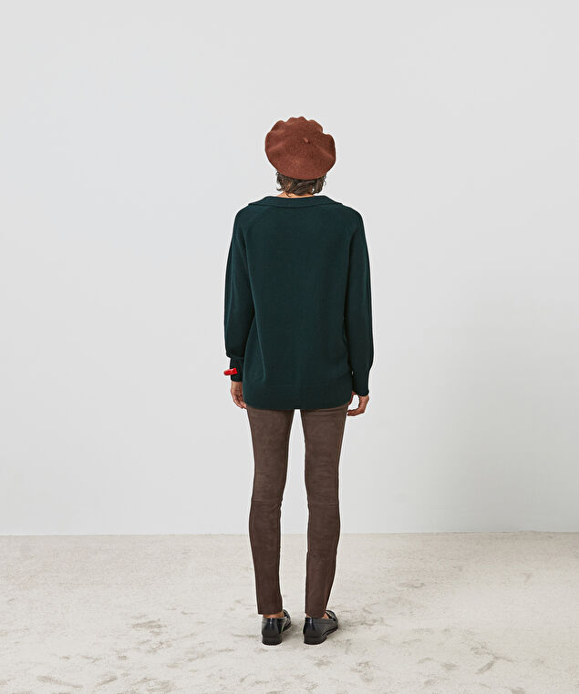 Rodier Polo Oversize Cachemire Vert Bouteille