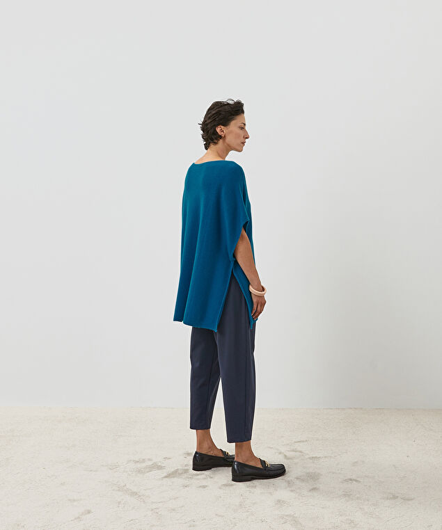Rodier Poncho Cachemire Bleu Cobalt
