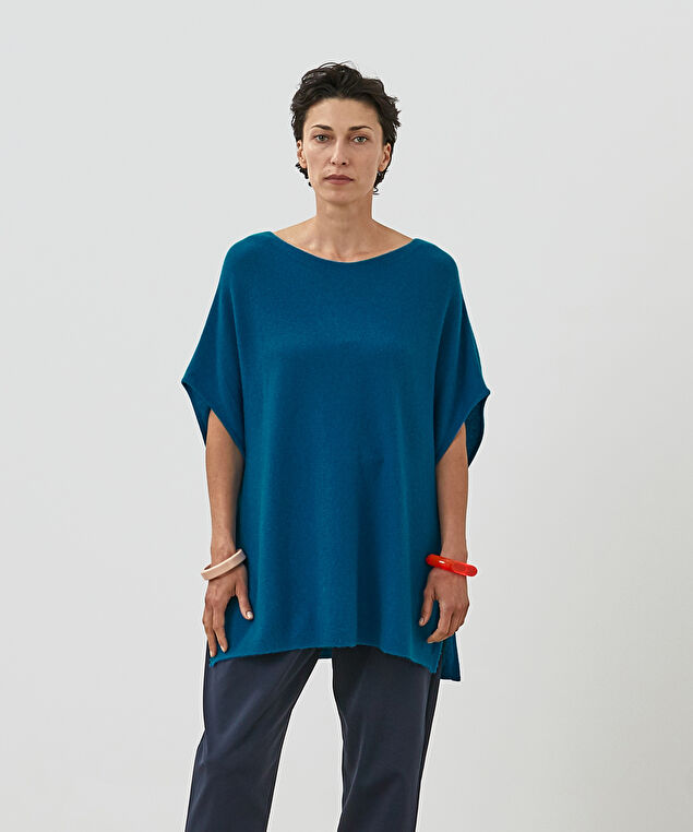 Rodier Poncho Cachemire Bleu Cobalt